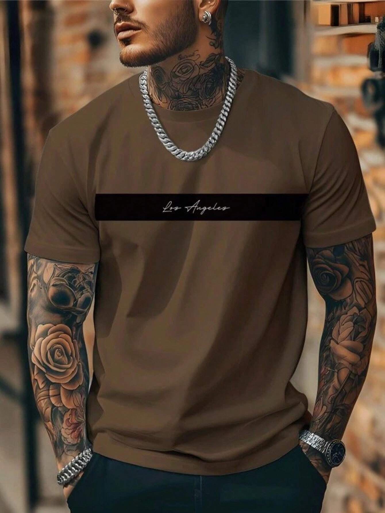 Shirt Los Angeles Men'S T-Shirt 100% Cotton Premium Imported Mesh Blouse New Release