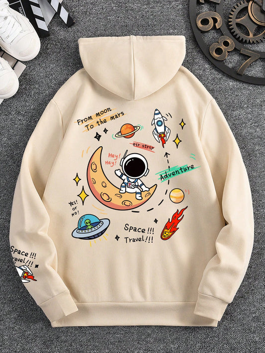 Manfinity Dauomo Men'S Spacecraft & Alien Pattern Printed Hoodie