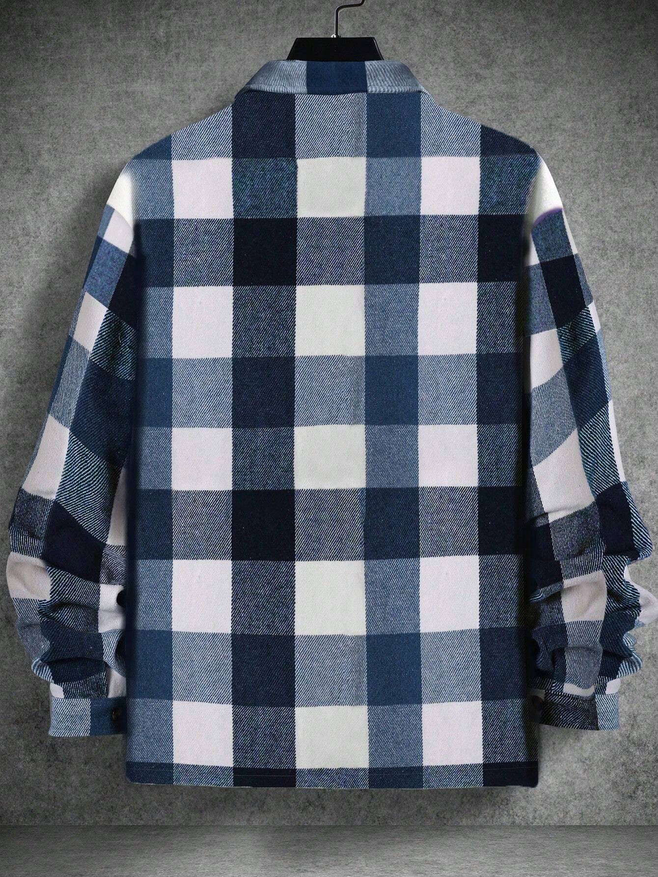 Manfinity Homme Men Plaid Print Flap Pocket Jacket